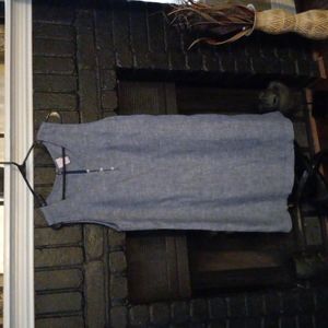 Women's blue linen sleeveless shift dress